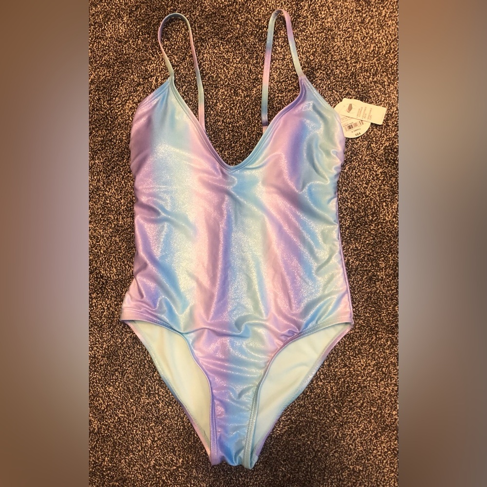 Decree Shimmering Blue and Purple Swimsuit - Picture 2 of 7